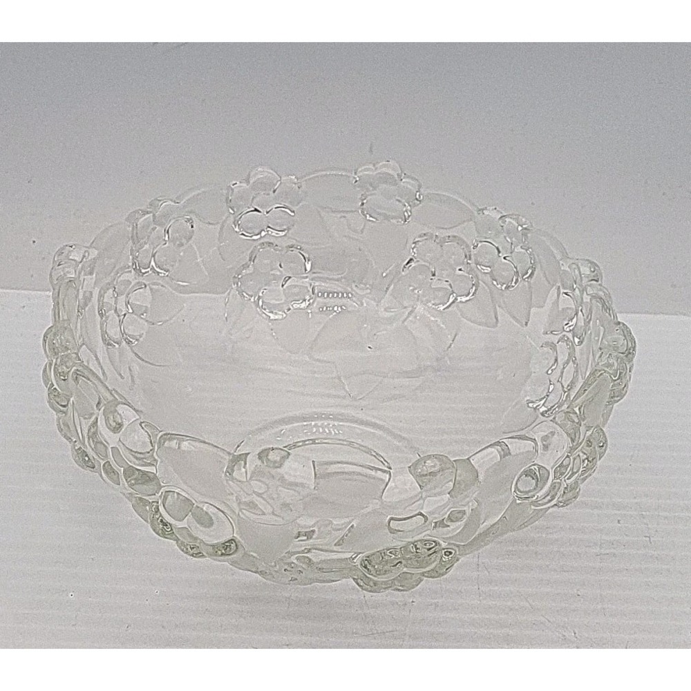 Vintage Mikasa Crystal Glass 5" Bowl Carmen Pattern Embossed Flowers Frosted EUC